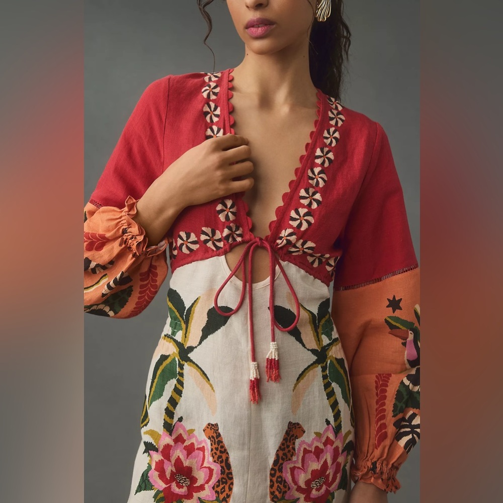 FARM Rio Red and Orange Floral Jumpsuit - Picture 3 of 10